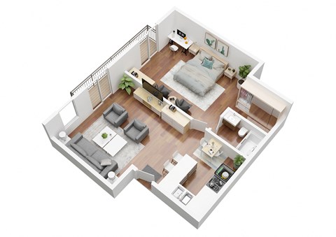 Floor plan for 1 bed, 1 bath, 650 sqft